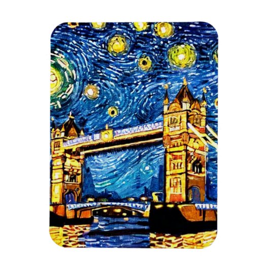 Starry Starry Night London England Magnet (Vertikal)
