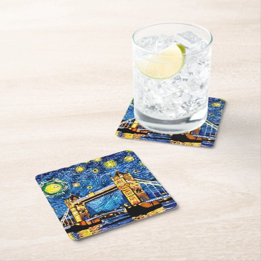 Starry Starry Night London England Rechteckiger Pappuntersetzer (Vor Ort)