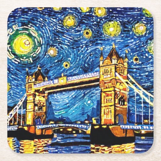 Starry Starry Night London England Rechteckiger Pappuntersetzer (Vorderseite)