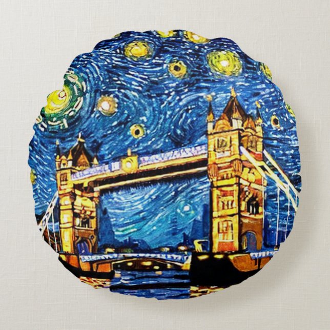 Starry Starry Night London England Throw Pillow Rundes Kissen (Vorderseite)