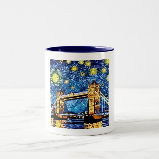 Starry Starry Night London England Zweifarbige Tasse (Mittel)