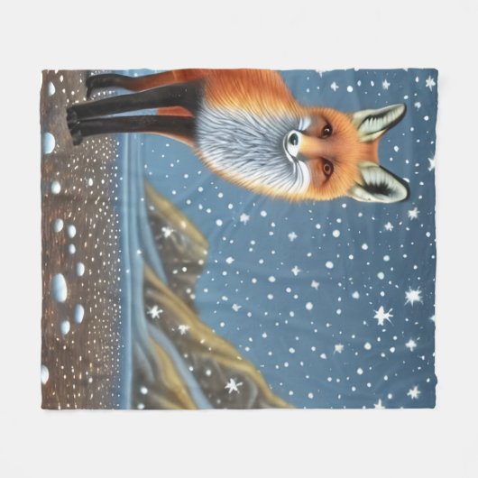 Starry Starry Night Storybook Fox Fleecedecke (Vorderseite (Horizontal))