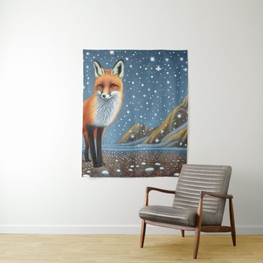 Starry Starry Night Storybook Fox Wandteppich (Beispiel)