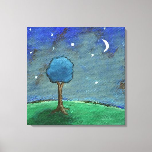 Starry Starry Night, Whimsical Tree Landschaft Kun Leinwanddruck (Vorderseite)