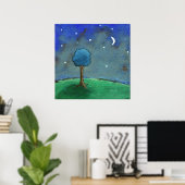 Starry Starry Night, Whimsical Tree Landschaft Kun Poster (Heimbüro)