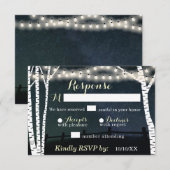 Starry String Light Birch Tree Wedding RSVP Cards Karte (Vorne/Hinten)