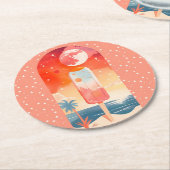 Starry Summer Tropical Night Runder Pappuntersetzer (Angewinkelt)