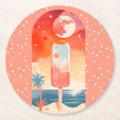 Starry Summer Tropical Night Runder Pappuntersetzer (Vorderseite)