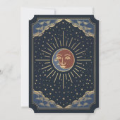 Starry Sun Moon Tarot Hochzeit Vintage Einladung (Rückseite)