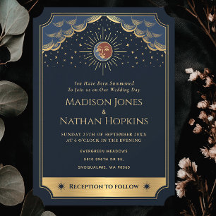 Starry Sun Moon Tarot Hochzeit Vintage Einladung