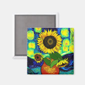 Starry Sunflowers Night Magnet (Vorderseite/Rückseite)
