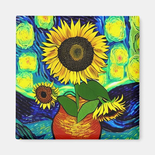 Starry Sunflowers Night Magnet (Vorne)