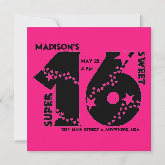 Starry Super Sweet 16 Einladung (Vorderseite)