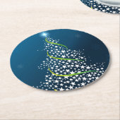 Starry Swirling Christmas Tree on Blue Runder Pappuntersetzer (Angewinkelt)
