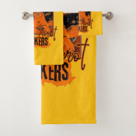 Starry Tarot & Cat | Orange Feline Design Badhandtuch Set