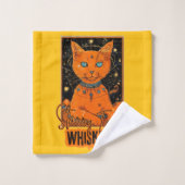 Starry Tarot & Cat | Orange Feline Design Badhandtuch Set (Waschlappen)