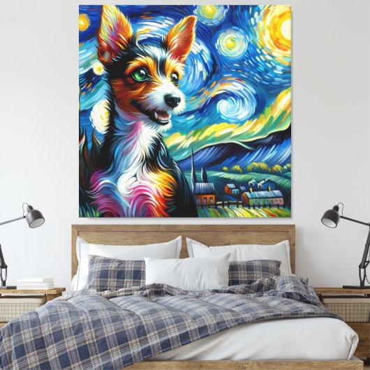 Starry Toy Fox Terrier Dog Portrait - Portrait für Leinwanddruck (Insitu (Schlafzimmer))