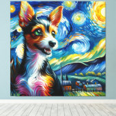 Starry Toy Fox Terrier Dog Portrait - Portrait für Leinwanddruck (Insitu (Holzboden))