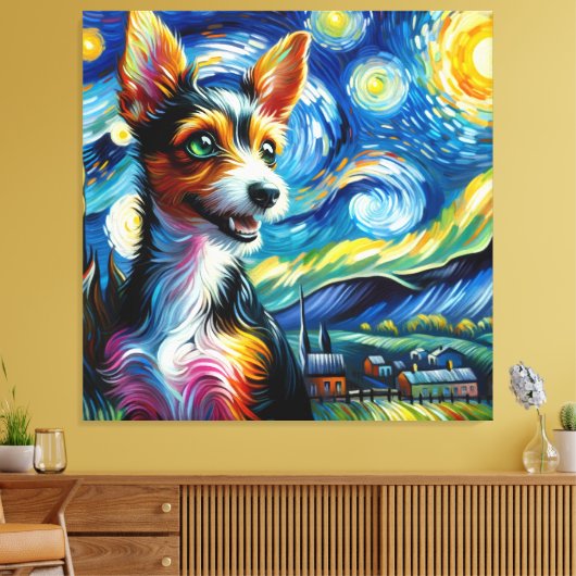 Starry Toy Fox Terrier Dog Portrait - Portrait für Leinwanddruck (Insitu (Wohnzimmer))