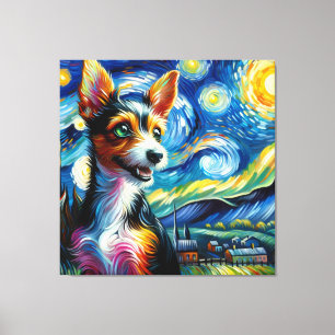 Starry Toy Fox Terrier Dog Portrait - Portrait für Leinwanddruck