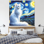 Starry Turkish Angora Cat Portrait - Haustier Port Leinwanddruck (Insitu (Schlafzimmer))