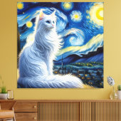 Starry Turkish Angora Cat Portrait - Haustier Port Leinwanddruck (Insitu (Wohnzimmer))