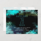 Starry Turquoise Forest Boho Hochzeit Speichern Si Ankündigungspostkarte (Vorne/Hinten)