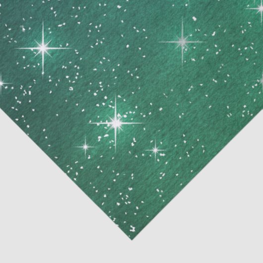 Starry twilight celestial night sky green seidenpapier (Ausschnitt)