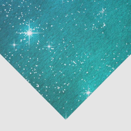 Starry twilight celestial night sky teal green seidenpapier (Ausschnitt)