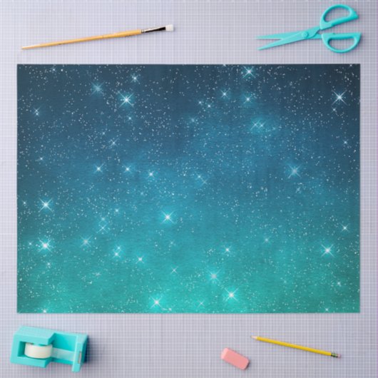 Starry twilight celestial night sky teal green seidenpapier (Basteln)