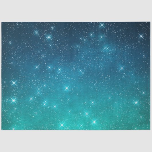 Starry twilight celestial night sky teal green seidenpapier (Vorderseite)