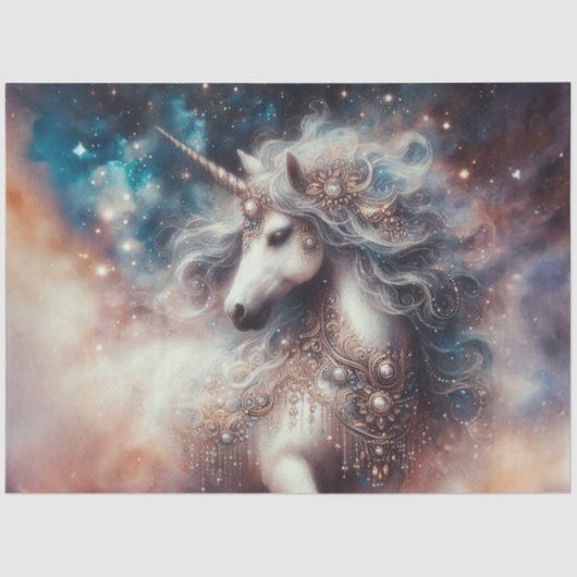 Starry Unicorn Fantasy Art Decoupage Seidenpapier (Vorderseite)
