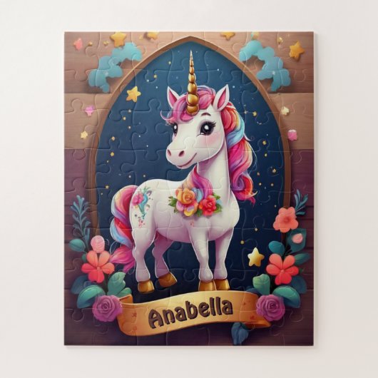 Starry Unicorn Träume Personalisiert Puzzle (Vertikal)