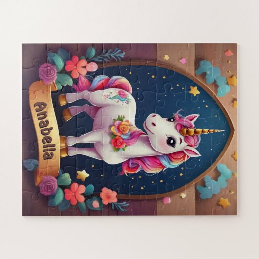Starry Unicorn Träume Personalisiert Puzzle (Horizontal)