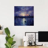Starry Urban Landscape: Impressionist Night Art Poster (Heimbüro)