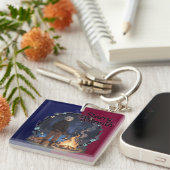 Starry Warmth - Lumberjack Anime Boy by Campfire Schlüsselanhänger (Vorderseite rechts)