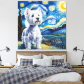 Starry West Highland White Terrier Dog Portrait Leinwanddruck (Insitu (Schlafzimmer))
