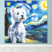 Starry West Highland White Terrier Dog Portrait Leinwanddruck (Insitu (Holzboden))