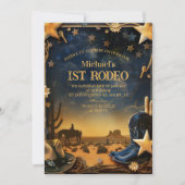 Starry Western Cowboy 1st Birthday Rodeo Einladung (Vorderseite)