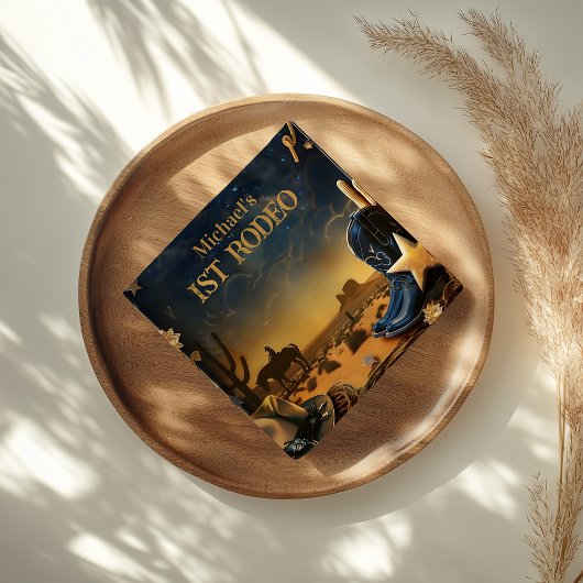 Starry Western Cowboy 1st Birthday Rodeo Serviette