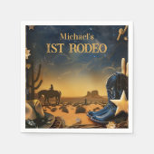 Starry Western Cowboy 1st Birthday Rodeo Serviette (Vorderseite)