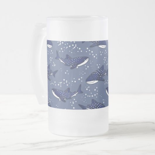 Starry Whale Shark (Dark) Mattglas Bierglas (Vorderseite Links)
