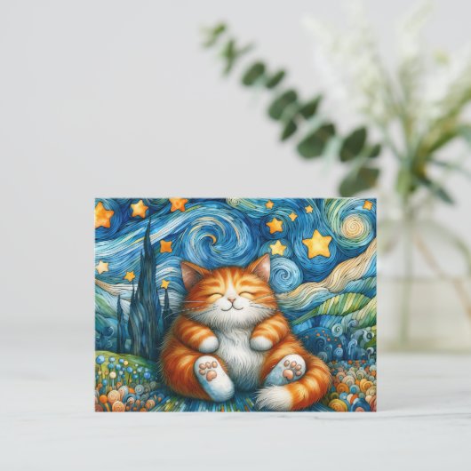 Starry Whiskers Cat Postkarte (Stehend Vorderseite)