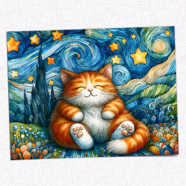 Starry Whiskers Cat Postkarte