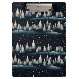 Starry Winter Forest Night Clipboard Klemmbrett