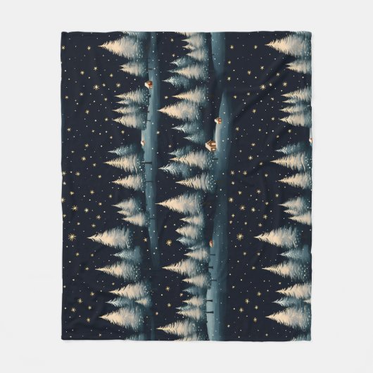 Starry Winter Forest Night Fleece Blanket (Vorderseite)