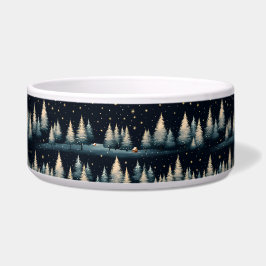 Starry Winter Forest Night Keramik Pet Bowl Napf