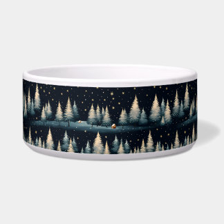 Starry Winter Forest Night Keramik Pet Bowl Napf