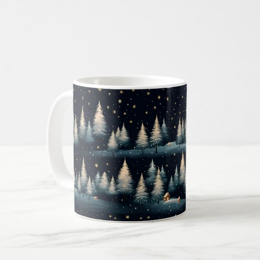 Starry Winter Forest Night Tasse (Vorderseite Links)