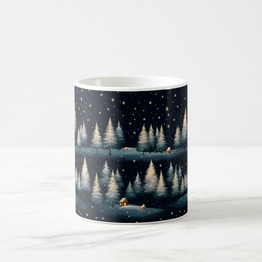 Starry Winter Forest Night Tasse (Mittel)